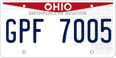 OH license plate GPF7005