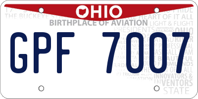 OH license plate GPF7007
