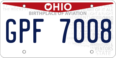 OH license plate GPF7008