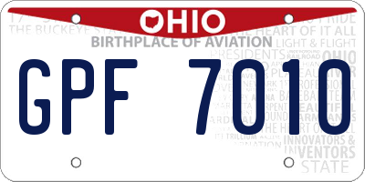 OH license plate GPF7010