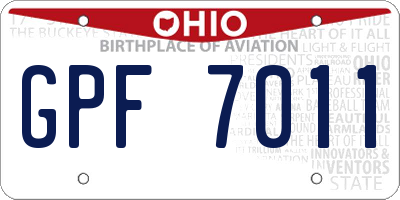 OH license plate GPF7011