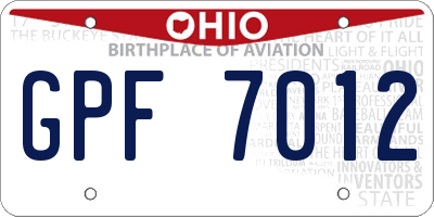 OH license plate GPF7012