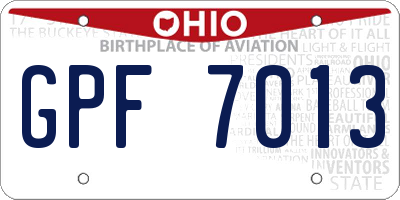 OH license plate GPF7013