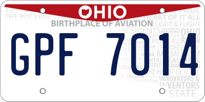 OH license plate GPF7014