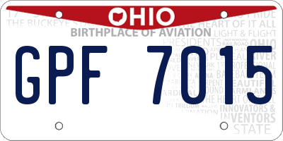 OH license plate GPF7015