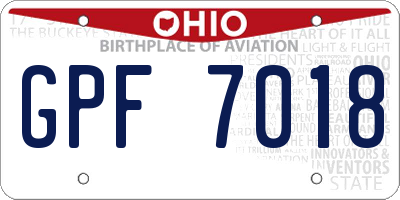 OH license plate GPF7018