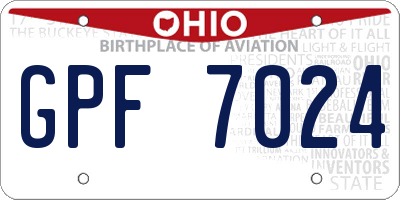 OH license plate GPF7024