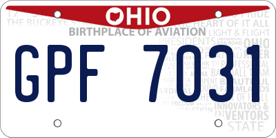 OH license plate GPF7031