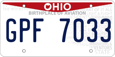 OH license plate GPF7033