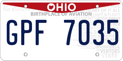OH license plate GPF7035