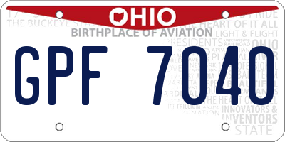 OH license plate GPF7040
