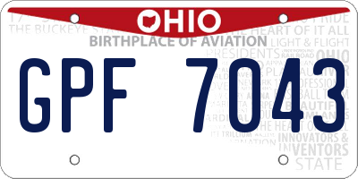 OH license plate GPF7043
