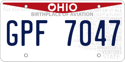 OH license plate GPF7047