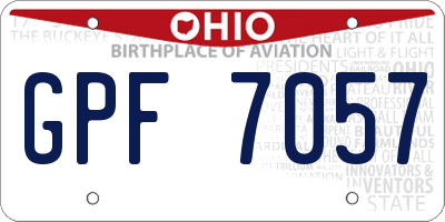 OH license plate GPF7057