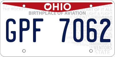 OH license plate GPF7062