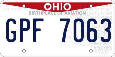 OH license plate GPF7063