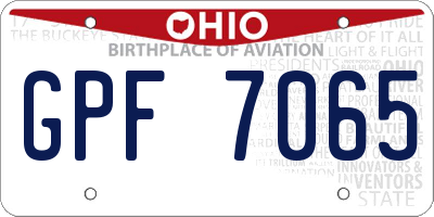 OH license plate GPF7065
