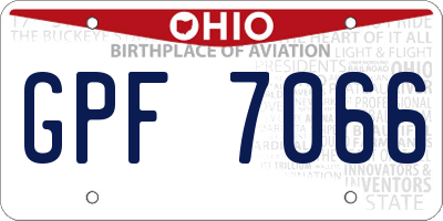 OH license plate GPF7066
