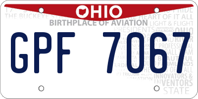 OH license plate GPF7067