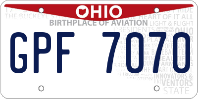 OH license plate GPF7070