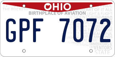 OH license plate GPF7072