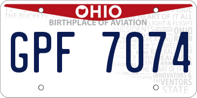 OH license plate GPF7074