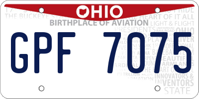 OH license plate GPF7075