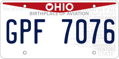 OH license plate GPF7076