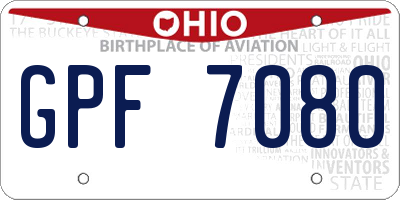OH license plate GPF7080