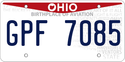 OH license plate GPF7085