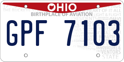 OH license plate GPF7103