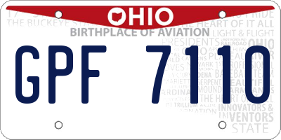 OH license plate GPF7110