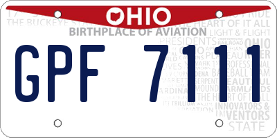 OH license plate GPF7111