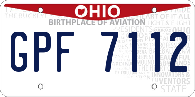 OH license plate GPF7112