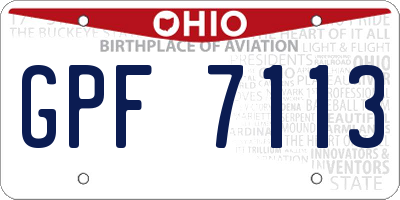 OH license plate GPF7113
