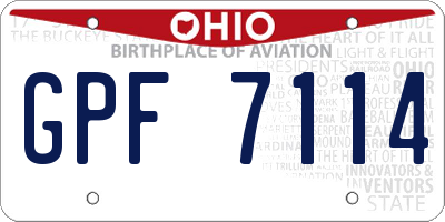 OH license plate GPF7114