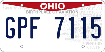 OH license plate GPF7115