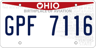 OH license plate GPF7116