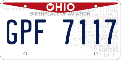 OH license plate GPF7117