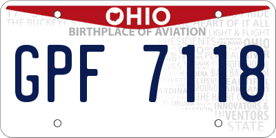 OH license plate GPF7118