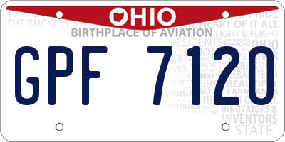 OH license plate GPF7120