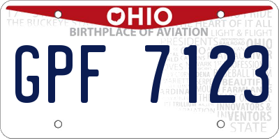 OH license plate GPF7123