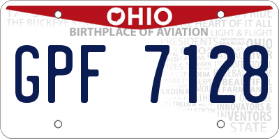 OH license plate GPF7128