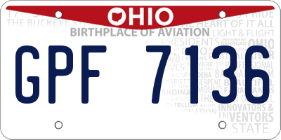 OH license plate GPF7136