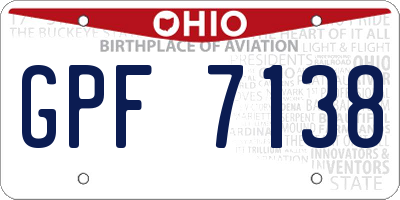 OH license plate GPF7138