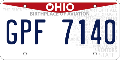 OH license plate GPF7140