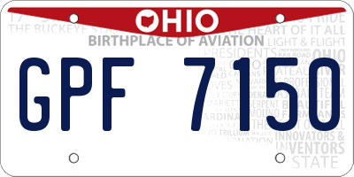 OH license plate GPF7150