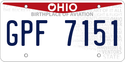 OH license plate GPF7151