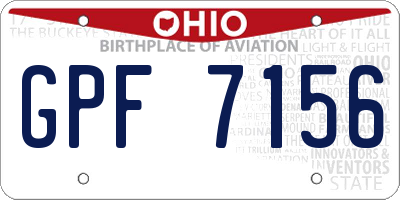 OH license plate GPF7156