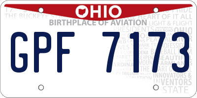 OH license plate GPF7173